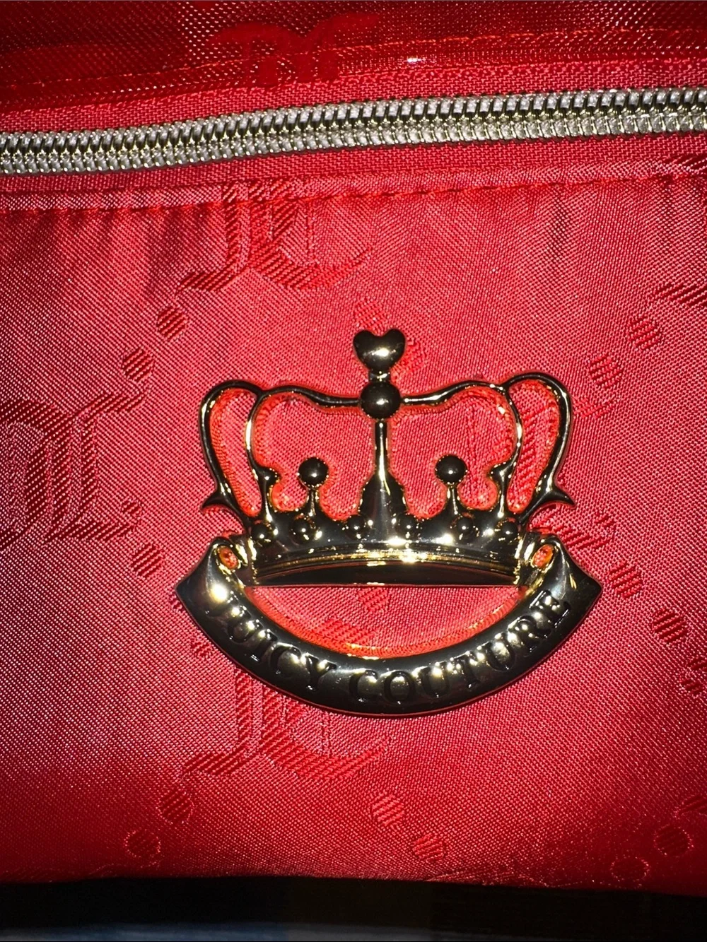 Juicy Couture Red Cosmetic Case with Gold Handle & Trim